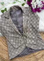 Shining Check Grey Party Wear Plain Jacket